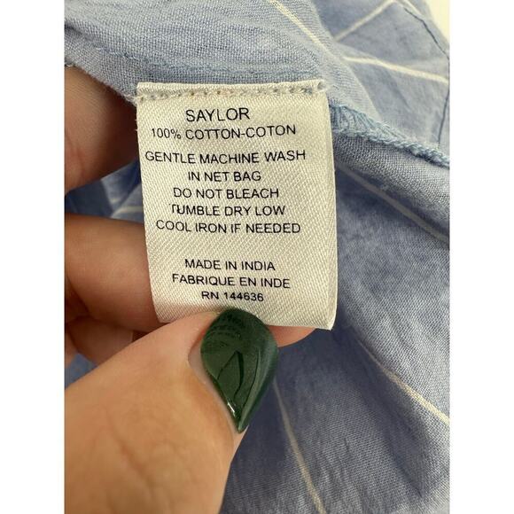 SAYLOR embroidered smocked neckline Julissa Peasant Top Size XS blue floral - Picture 9 of 9